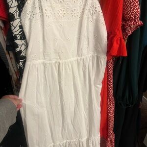 Japna White Eyelet Midi Dress